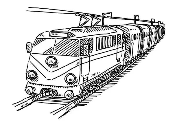 Vector illustration of Train Transportation Drawing