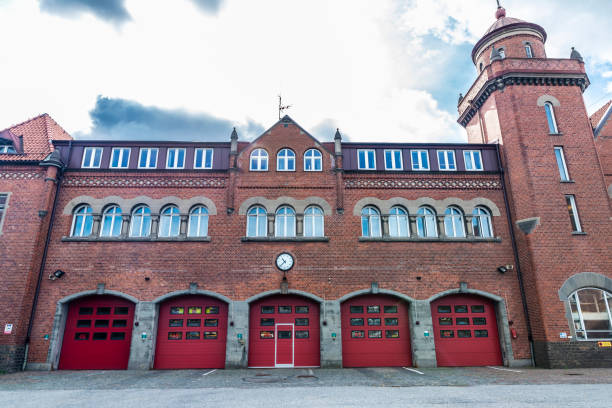 istock Fire station with red doors in Malmo, Sweden 1202742603