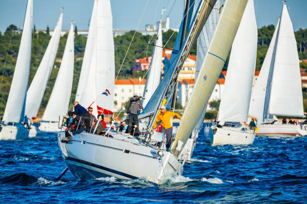 istock Sailing crew on sailboat on regatta 1202743693