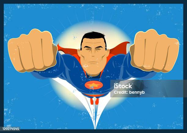 Grunge Comiccome Super Eroe - Immagini vettoriali stock e altre immagini di Supereroe - Supereroe, Costume, A forma di stella
