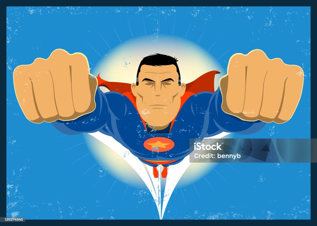 Grunge de Banda Desenhada como Super-Herói - Royalty-free Super-Herói arte vetorial