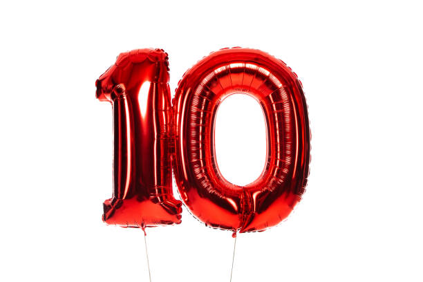 istock number 10 red balloons isolated on white 1202747034