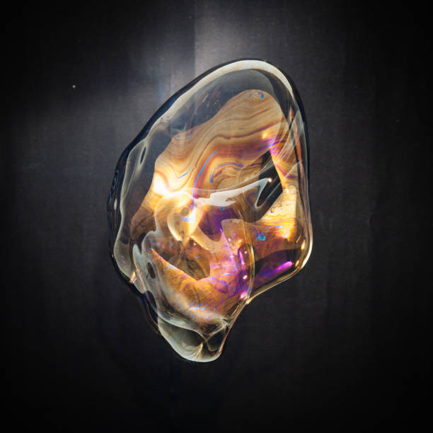 istock Colorful creative amorphous soap bubble floating with a black background 1202748992