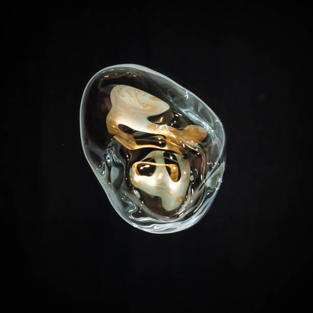 istock Colorful creative amorphous soap bubble floating with a black background 1202749111