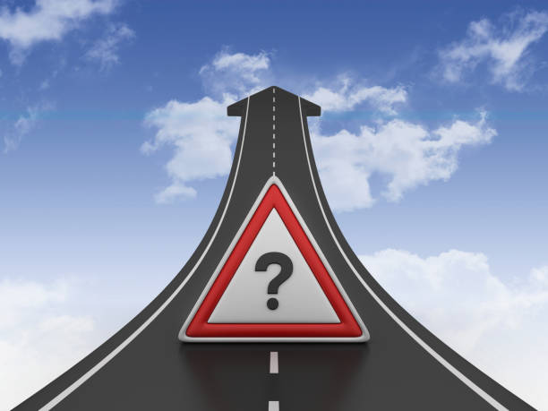 istock Road Arrow with QUESTION MARK Road Sign - 3D Rendering 1202749381