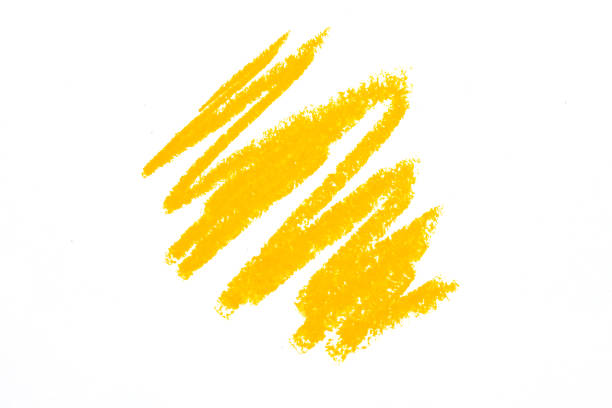 Yellow  pencil and shavings isolated on white background with copy space.