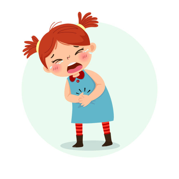 Vector Illustration Of Little Girl Suffering From Stomachache Health  Problems Concept Stock Illustration - Download Image Now - iStock