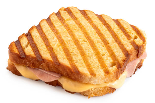 Cheese and ham toasted sandwich.