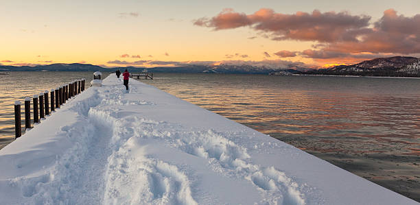 South Lake Tahoe, California, just after sunrise, with Mt Tallac in the background.