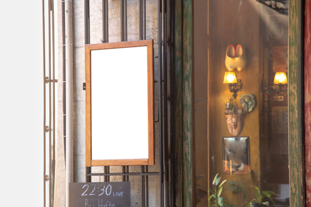istock Blank billboard in front of the restaurant-cafe 1202762523