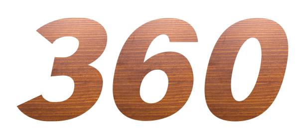 istock Number 360 with brown wooden texture on white background. 1202762770