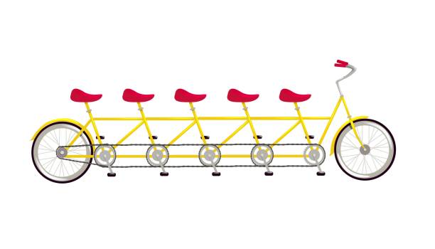 тандем велосипед значок плоский графический вектор иллюстрации изолированы на белом фоне - quintuplet stock illustrations