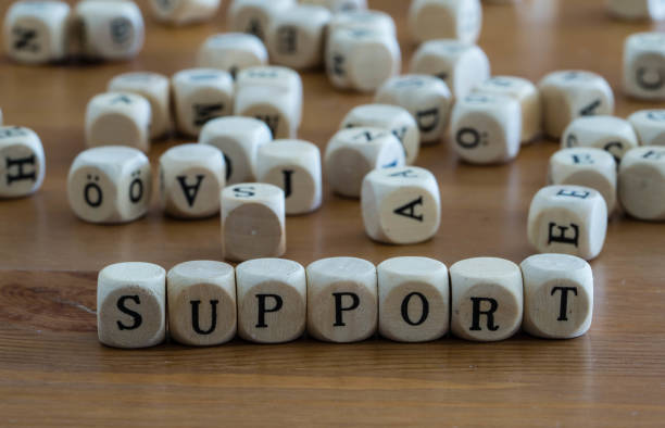 istock Support written with wooden cubes 1202765787