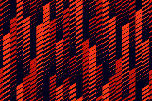 ilustrações de stock, clip art, desenhos animados e ícones de vector geometric seamless pattern with red lines, tracks, halftone stripes - modern music