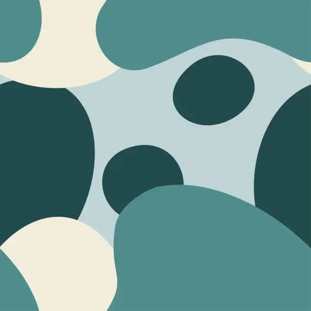 Vector illustration of Abstract seamless background with organic shapes in green colors. Contemporary collage. Vector