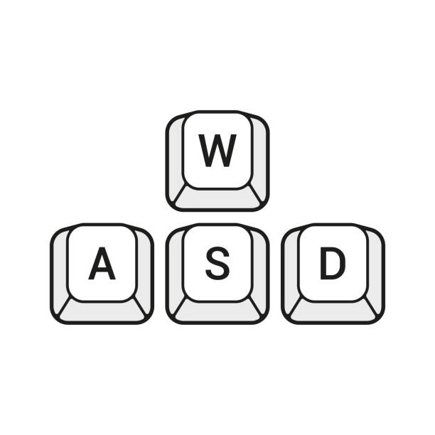 wasd-tastaturtastensymbol. spielsteuerungssymbol. vektor - d key stock-grafiken, -clipart, -cartoons und -symbole