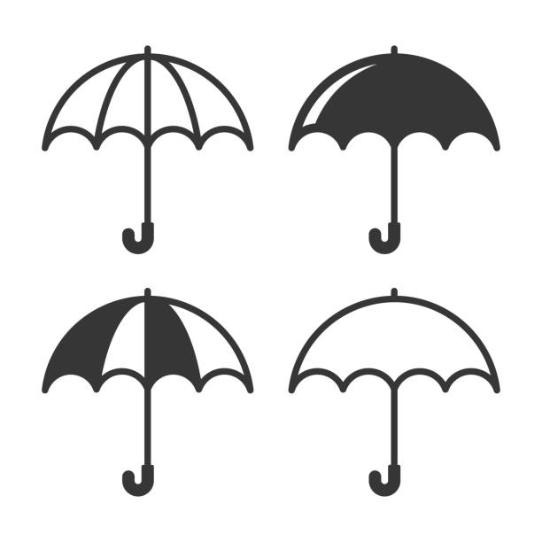 ilustrações de stock, clip art, desenhos animados e ícones de umbrella simple icons set on white background. vector - picto