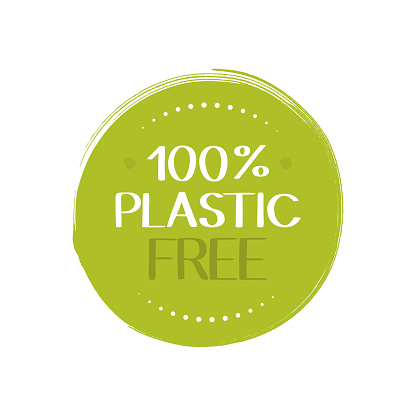 Plastic free sticker. Zero waste, natural, organic products badges. Vector graphic design.