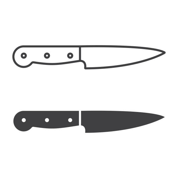 ilustraciones, imágenes clip art, dibujos animados e iconos de stock de icono de cuchillo de cocina. - cuchillo