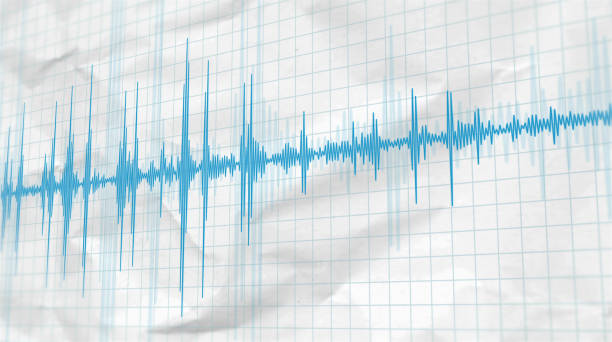 지진의 지진 활동을 기록하는 추상 분석 및 이퀄라이저, 지진계. - seismologist 뉴스 사진 이미지