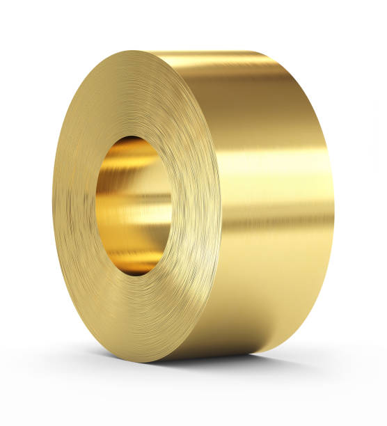 istock Brass sheets in roll, rolled metal products. 1202779168