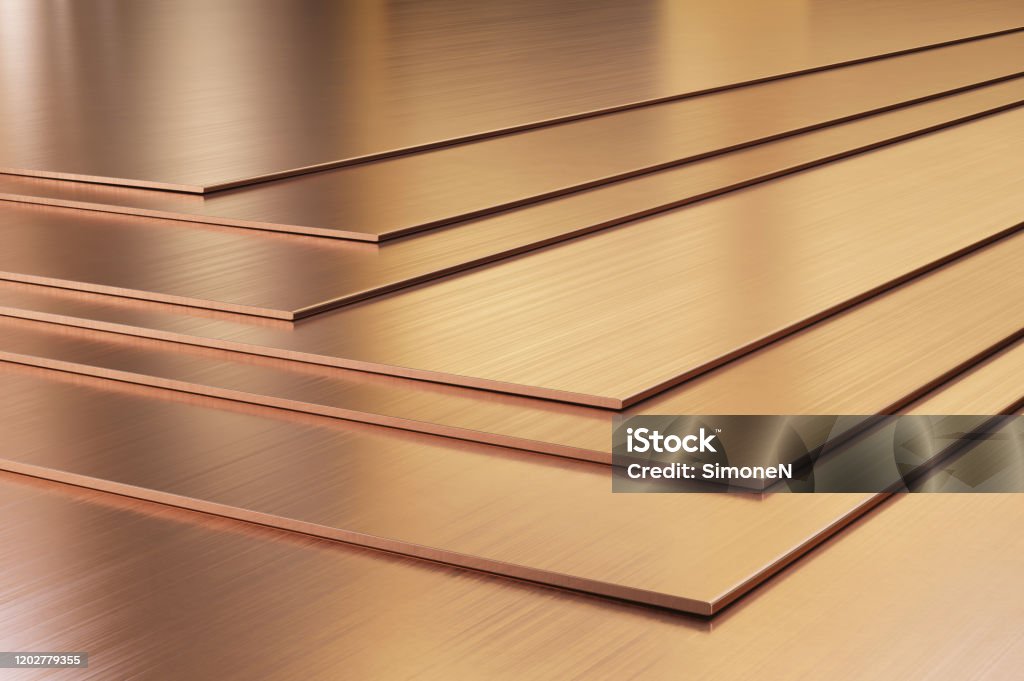 Copper Sheets Rolled Metal Products Closeup Stock Photo - Download Image  Now - Copper, Bronze - Alloy, Bronze Colored - iStock