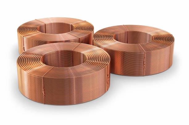 istock Pipe bobbins. Copper metal on a white background 1202779499
