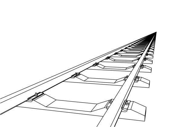 The railway going forward. 3d vector illustration on a white The railway going forward. 3d vector illustration on a white background. railroad track illustrations stock illustrations