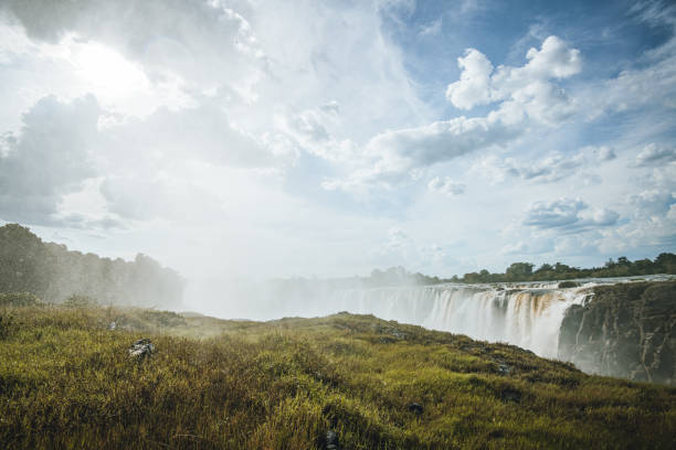 Landscape view of Mosi-oa-tunya (Victoria Falls - Smoke that thunders), taken from the Zimbabwe side, which has the best views, zimbabwe, southern africa