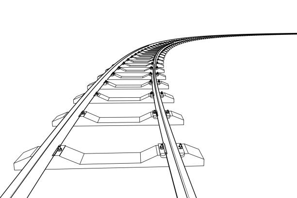 The railway going forward. 3d vector illustration on a white vector art illustration