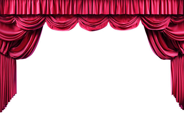 istock Theater curtains isolated on white background 1202779908