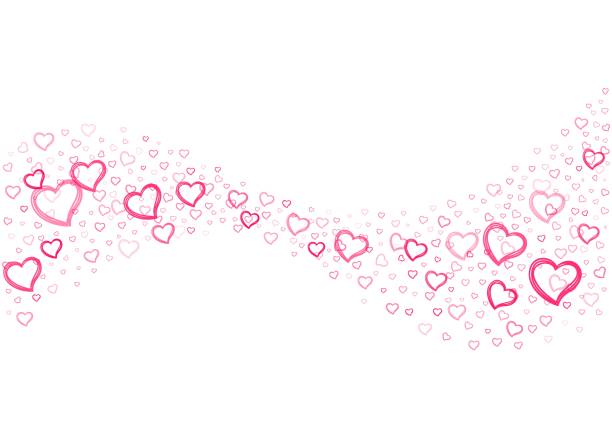 illustrazioni stock, clip art, cartoni animati e icone di tendenza di i cuori disegnati a mano sventolano lo sfondo astratto. sfondo del flusso di coriandoli a forma di cuore. - heart shape exploding pink love