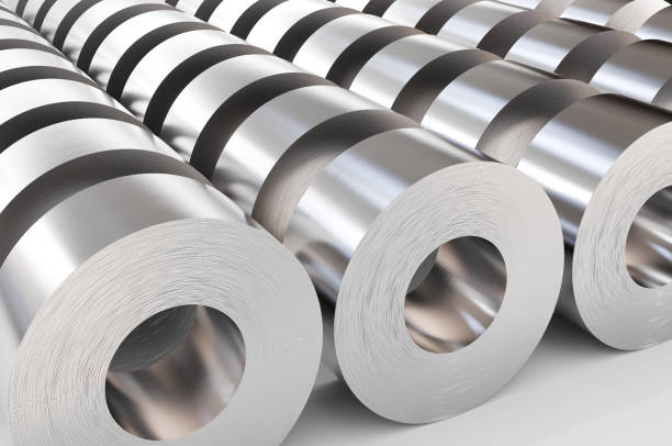 istock Warehouse of steel rolls. Steel sheets in rolls 1202781148