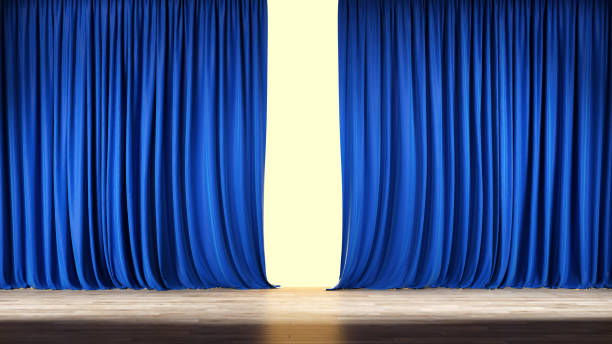 istock Blue curtains stage, theater background. Clipping path included 1202781160