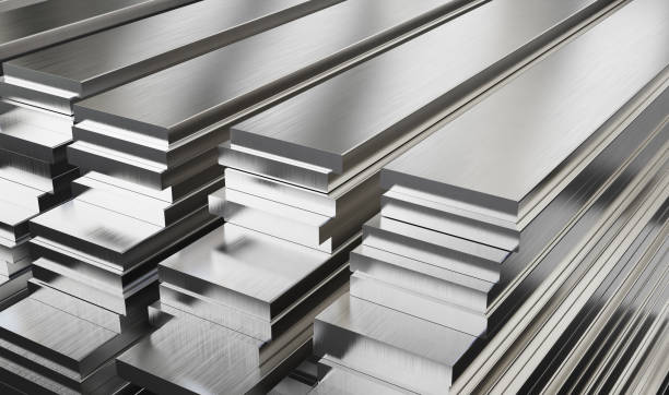 magazzino di lamiere d'acciaio. prodotti in metallo laminato. - metal plate alloy steel foto e immagini stock