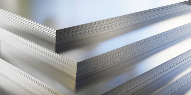 istock Steel or aluminum sheets in warehouse 1202781528