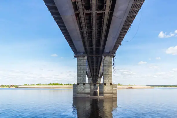 View of the bridge over the Volga in Tatarstan, Russia
