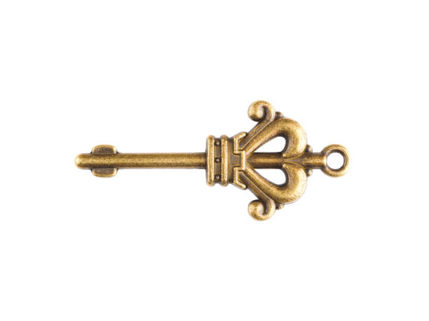 istock Bronze vintage key isolated on white 1202783980