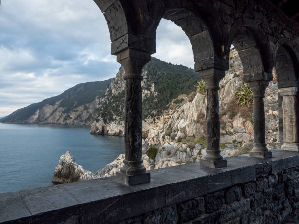 Portovenere tourist resort town of Liguria near La Spezia, in this picture the sea through the window