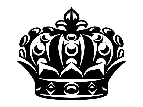 illustrazioni stock, clip art, cartoni animati e icone di tendenza di illustrazione monocromatica vettoriale con corona imperiale su sfondo bianco - imperial power