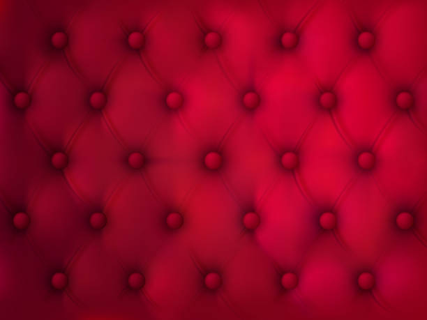 Buttoned leather background, red quilted fabric Buttoned leather background. Red elegant fabric quilted texture with symmetric sewn buttons. Seamless pattern, furniture trim sample, wallpaper, luxury ad backdrop. Realistic 3d vector illustration leather cushion stock illustrations