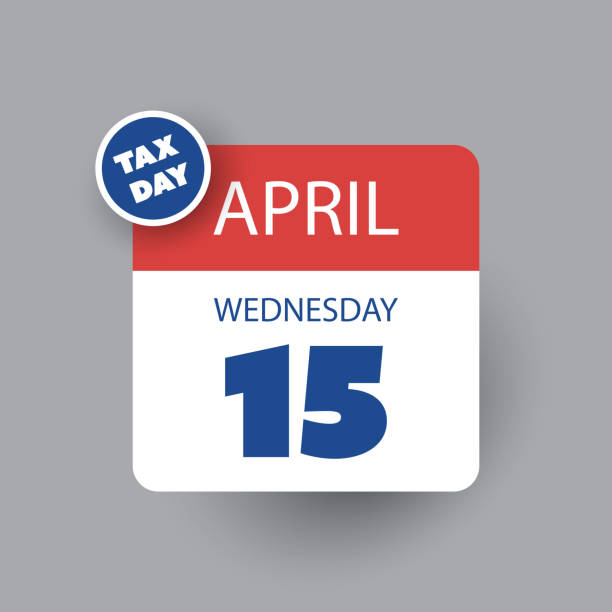 ilustraciones, imágenes clip art, dibujos animados e iconos de stock de concepto del día de impuestos de ee. uu. - plantilla de diseño de calendario - calendar tax april day