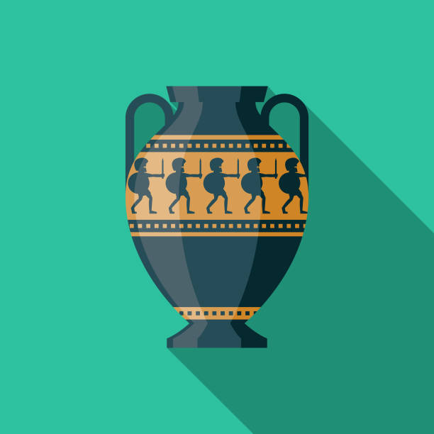 Antique Vase Museum Icon A flat design icon museum themed icon with a long shadow. File is built in the CMYK color space for optimal printing. Color swatches are global so it’s easy to change colors across the document. classical greek illustrations stock illustrations