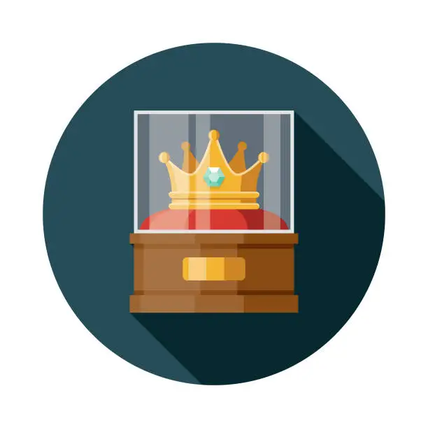 Vector illustration of Crown in Display Case Museum Icon