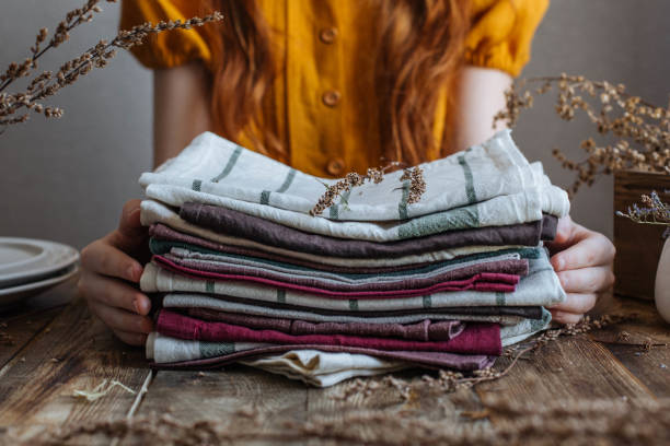 istock A stack of linen napkins on the table 1202796926