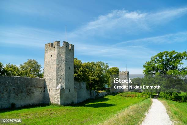 Town Wall In Visby Gotland Sweden In Summer Stock Photo - Download Image Now - Visby, Sweden, Gotland