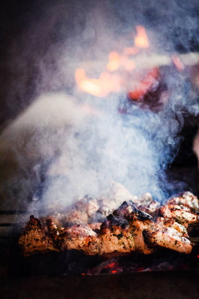 istock Juicy slices of meat prepare on fire 1202797516