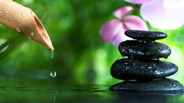 istock Dripping drops from bamboo tube 1202799718