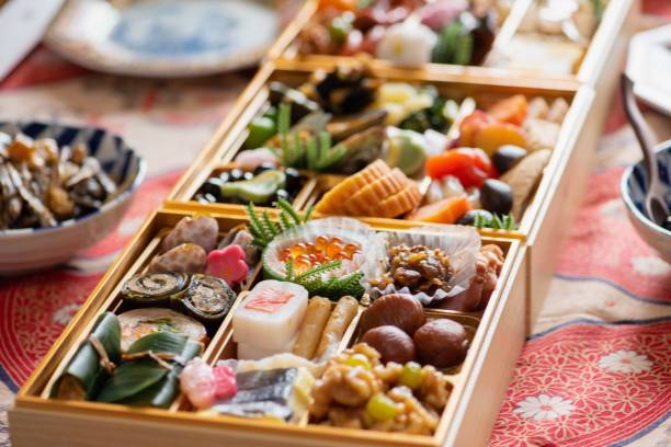 Osechi ryori, a collection of Japanese delicacies consumed on New Year's Day.