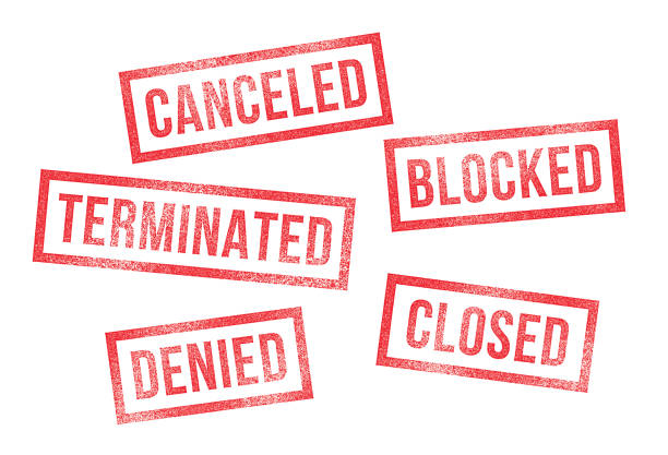 Rubber Stamps Canceled Denied Closed Terminated Blocked Rubber Stamps Canceled Denied Closed Terminated Blocked. Contract, employment, account rubber stamps. st stock illustrations